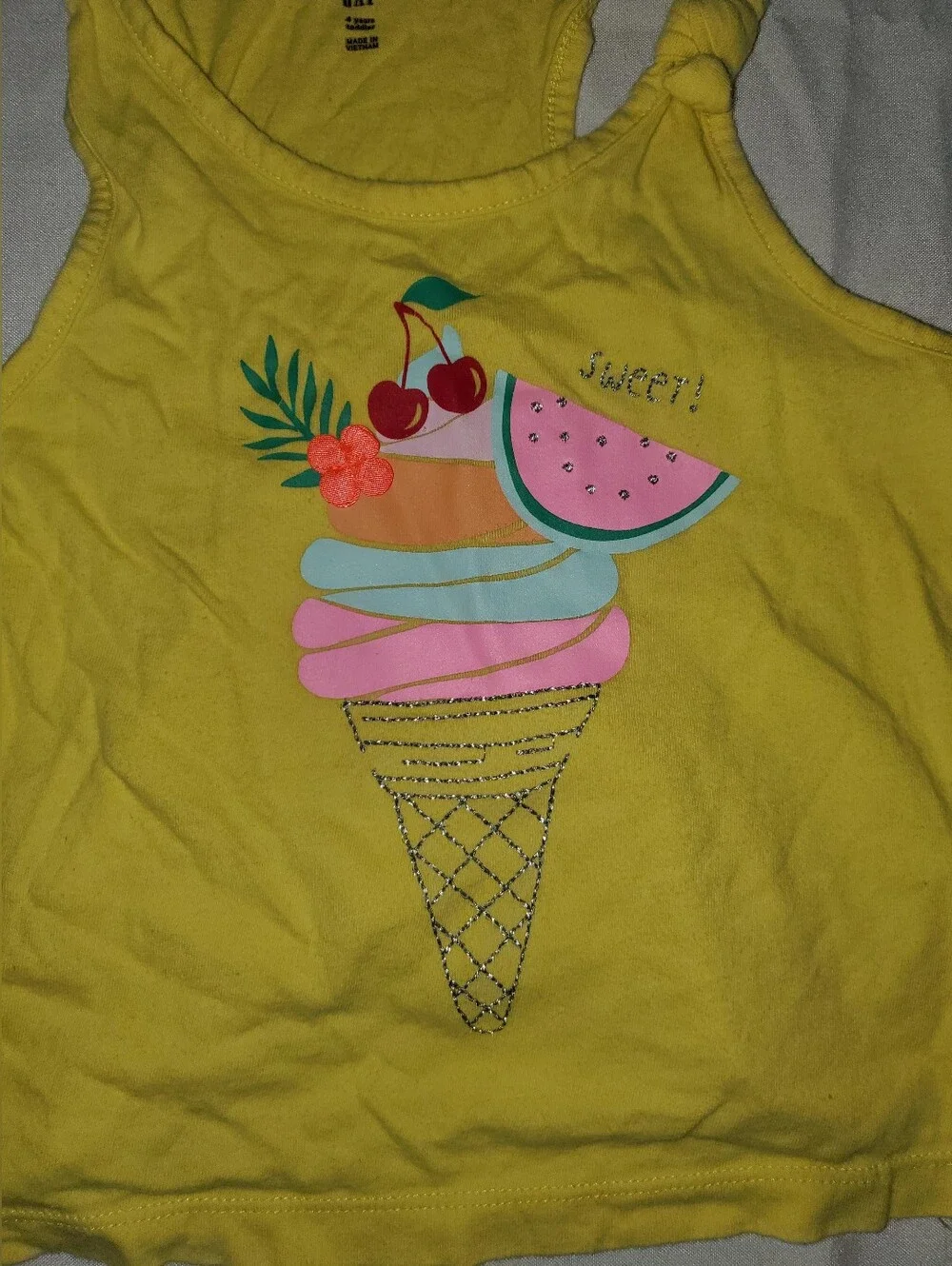 GAP Yellow Girls Ice Cream Graphic Tank